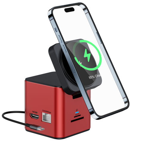 محطة إرساء متعددة الوظائف W15 8 في 1 للشحن اللاسلكي من الشركة المصنعة مع موزع USB C وشاحن لاسلكي للمكتب المنزلي