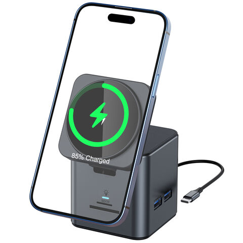 محطة إرساء متعددة الوظائف W15 8 في 1 للشحن اللاسلكي من الشركة المصنعة مع موزع USB C وشاحن لاسلكي للمكتب المنزلي