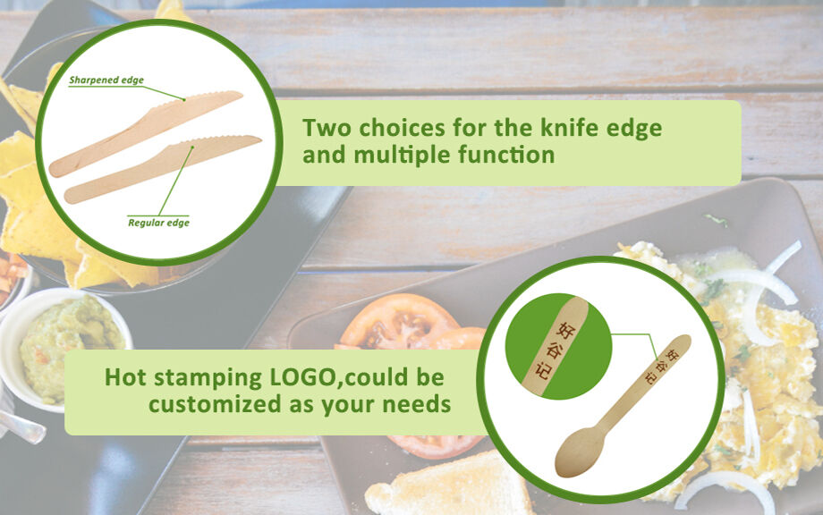 Takeout Food Using Disposable Compostable Birch Wooden Cutlery Set 0.