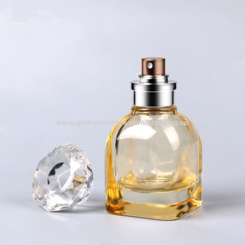 Frasco de Perfume de Vidrio Diamante con Tapa de Corona Dorada de 100 ml, Salida de Fábrica, Alta Calidad, con Bomba Pulverizadora