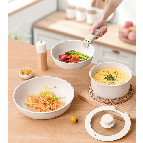 Juego de utensilios de cocina antiadherentes con mango desmontable