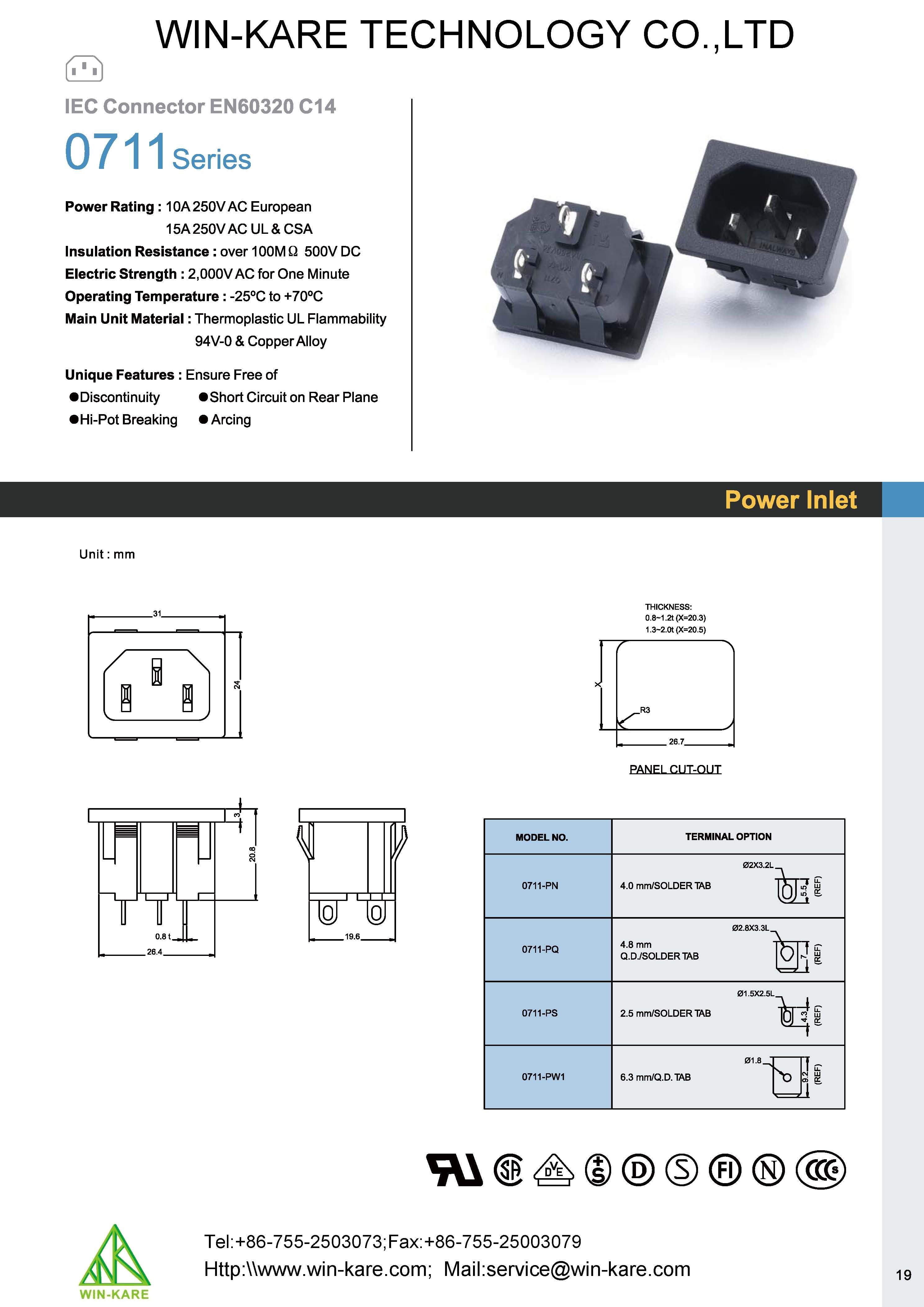 Wholesale High Quality Iec 320 Connector Snap Fit To Panel Inlet 3 Pins ...