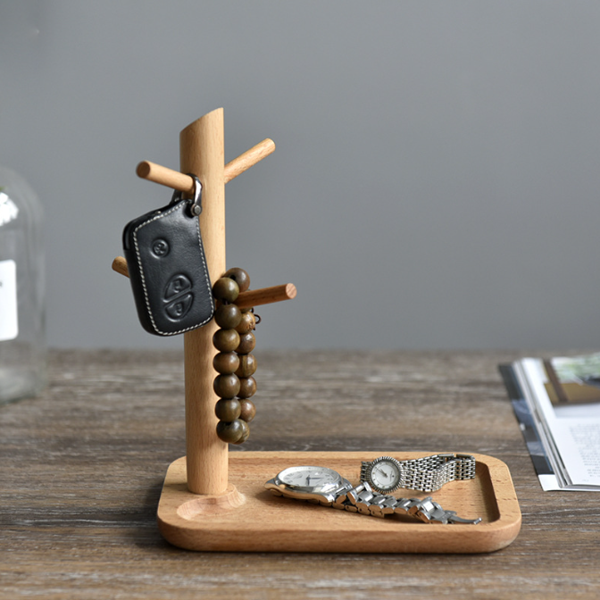 Home Commercial Wooden Entryway Storage Hanging Key Cup Holder Jewelry