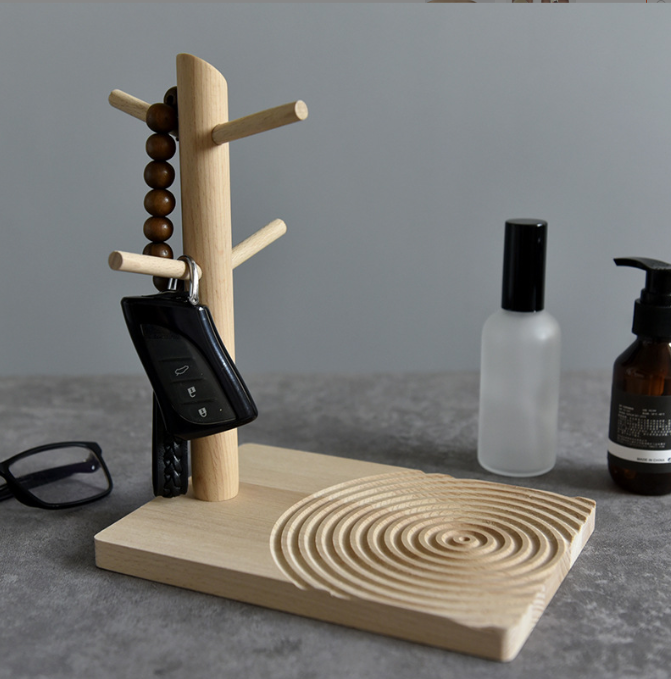 Home Commercial Wooden Entryway Storage Hanging Key Cup Holder Jewelry