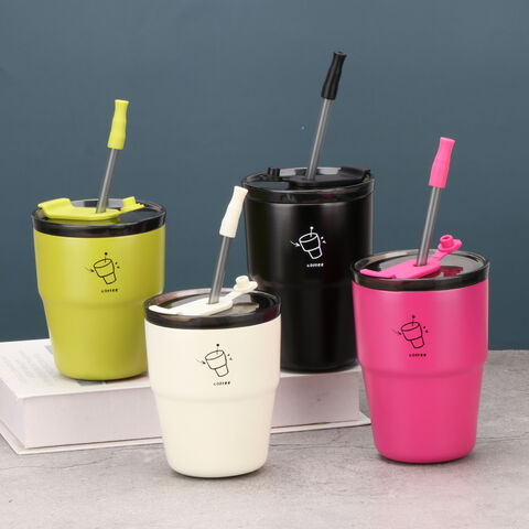 Neue 2024 doppelwandige 480ml 580ml Edelstahl Kaffeebecher mit Silikonstrohhalm - Ideal für den Großhandel