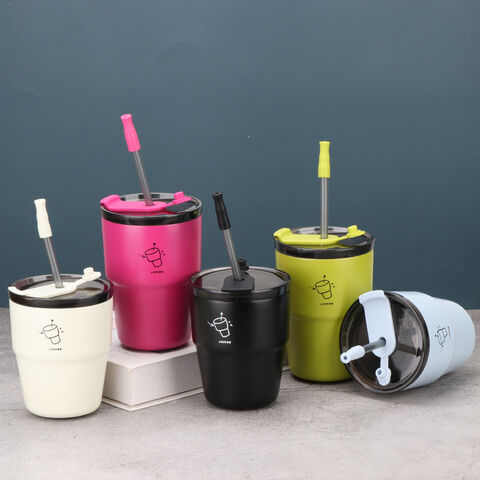 Neue 2024 doppelwandige 480ml 580ml Edelstahl Kaffeebecher mit Silikonstrohhalm - Ideal für den Großhandel