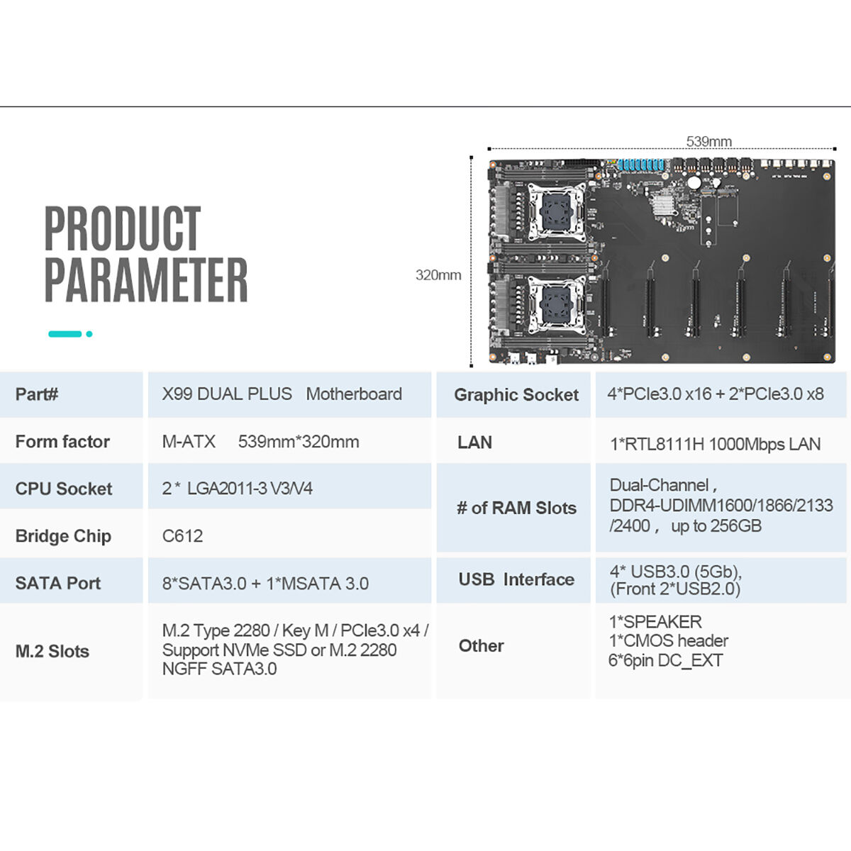 X99 Dual Socket Motherboard,mining Motherboard 6 Gpu Lga 2011-3