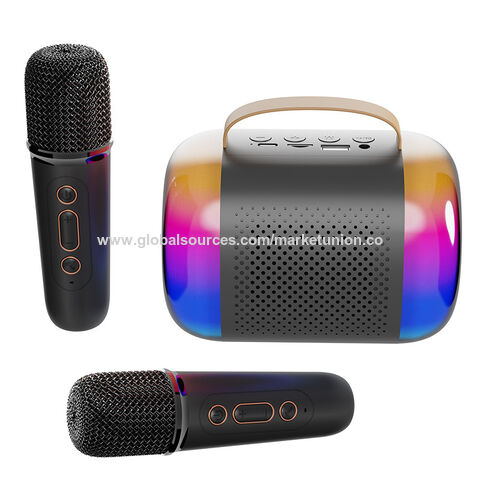 Mini Machine de Karaoké pour Enfants et Adultes, Haut-Parleur Bluetooth Portable avec 2 Microphones sans Fil, Cadeaux d'Anniversaire pour Filles et Tout-Petits
