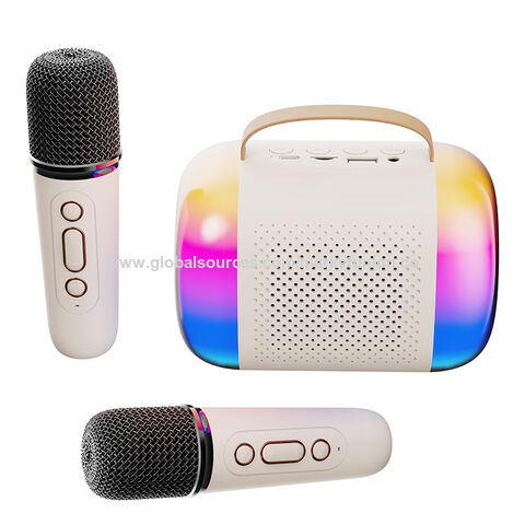 Mini Machine de Karaoké pour Enfants et Adultes, Haut-Parleur Bluetooth Portable avec 2 Microphones sans Fil, Cadeaux d'Anniversaire pour Filles et Tout-Petits