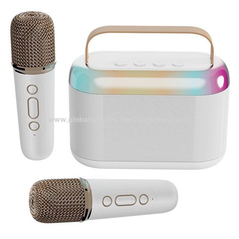 Mini Machine de Karaoké pour Enfants et Adultes, Haut-Parleur Bluetooth Portable avec 2 Microphones sans Fil, Cadeaux d'Anniversaire pour Filles et Tout-Petits
