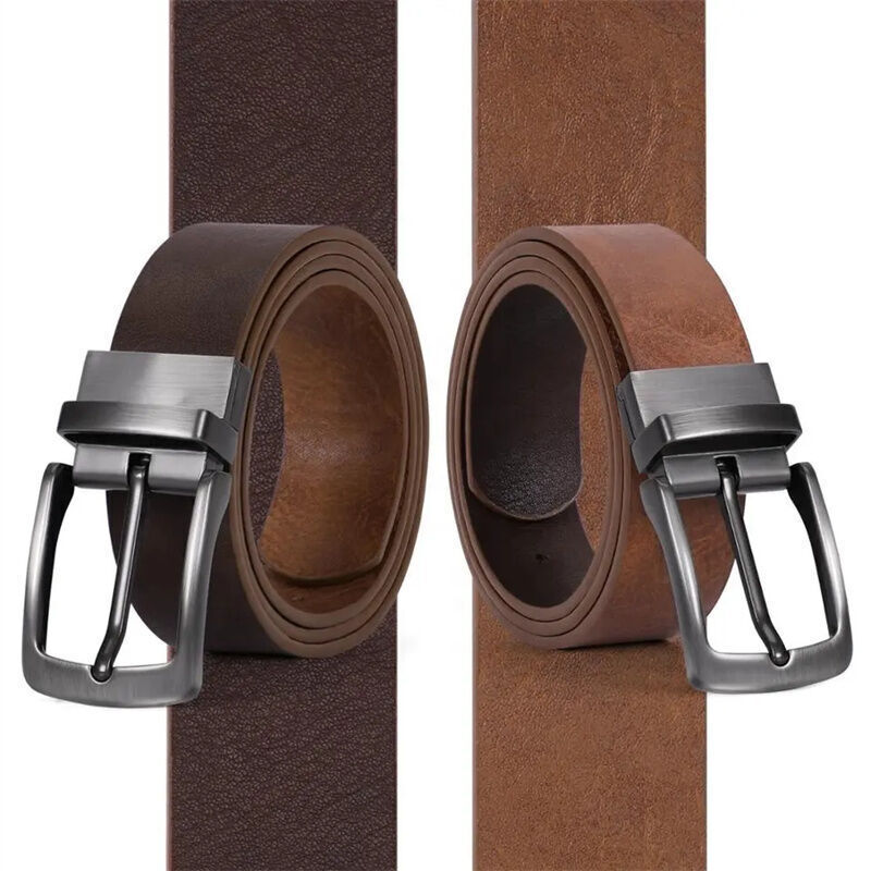 Rizoro Reversible PU Leather Belt For Men - Black/Brown Belt With Silver Buckle, Adjustable Up To 44" Waist - View #2