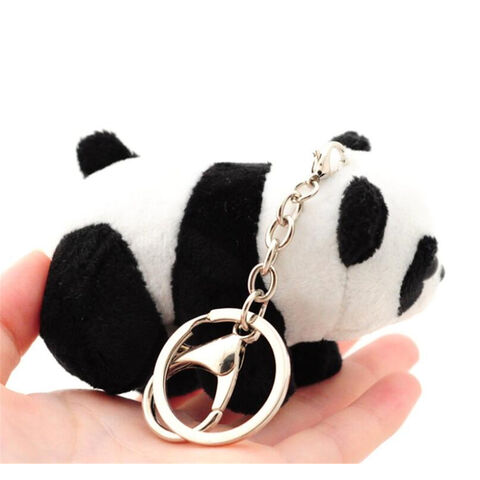 Venda por atacado da fábrica, urso panda de pelúcia branco e preto, chaveiro de panda macio, Dr. Martens com glitter