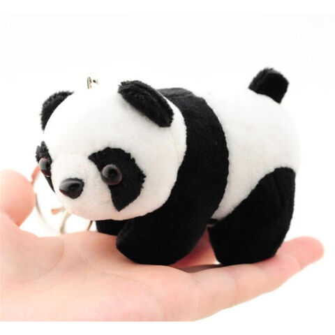 Venda por atacado da fábrica, urso panda de pelúcia branco e preto, chaveiro de panda macio, Dr. Martens com glitter