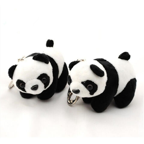 Venda por atacado da fábrica, urso panda de pelúcia branco e preto, chaveiro de panda macio, Dr. Martens com glitter