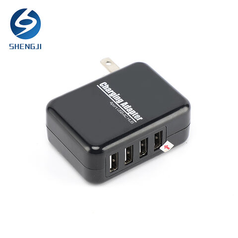 شاحن حائط بأربعة منافذ USB، 5 فولت تيار مستمر 4 أمبير 20 واط، قابس أمريكي، شاحن سفر معتمد من FCC/UL للهواتف المحمولة