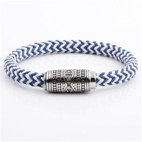 Pulsera de hombre casual de titanio para joyería, gancho de acero inoxidable, cuero trenzado