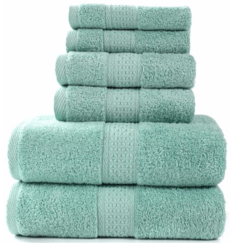 Juego de Toallas de Baño 100% Algodón para Hotel - Juego de Toallas Faciales y de Baño Blancas, Crema, Azules y Verdes de Lujo
