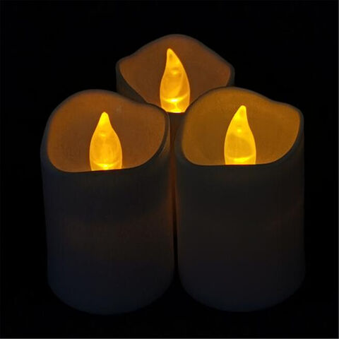 Bougie LED sans Flamme avec Mèche Mobile, Bougie Pilier en Cire Véritable avec Flamme 3D