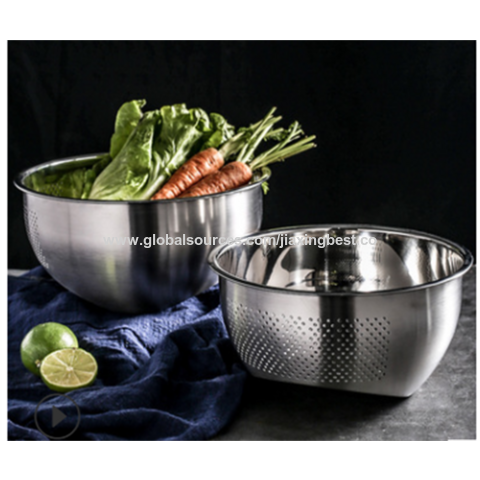 Stainless Steel Holes Washing Rice Sieve Straine metal rice washing filter JX