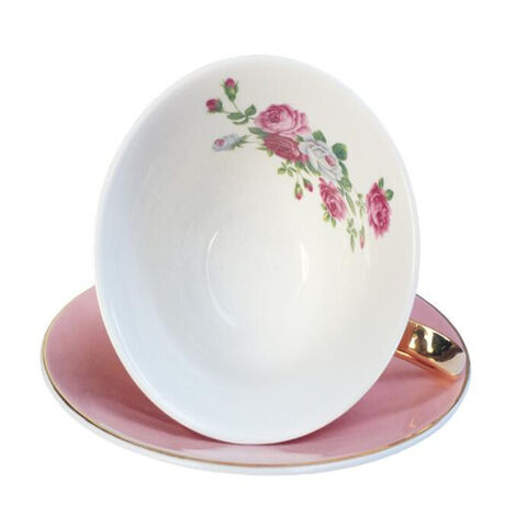 Tasse à café de haute qualité avec bord doré, tasses à thé et soucoupes en céramique émaillée colorée