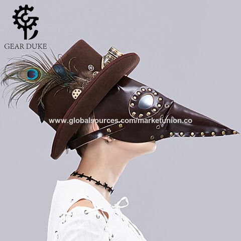 Máscara de Médico da Peste com Bico Longo para Cosplay Steampunk de Halloween, Adereços de Material de Látex