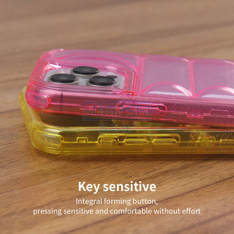 3 em 1 Puffer TPU Cor Sólida Design Hard PC Frame Cell Cover Phone Case para Iphone 15 Pro Max 14 Plus