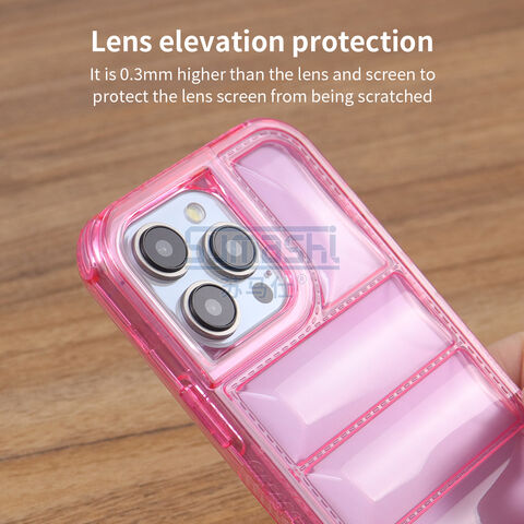 3 em 1 Puffer TPU Cor Sólida Design Hard PC Frame Cell Cover Phone Case para Iphone 15 Pro Max 14 Plus