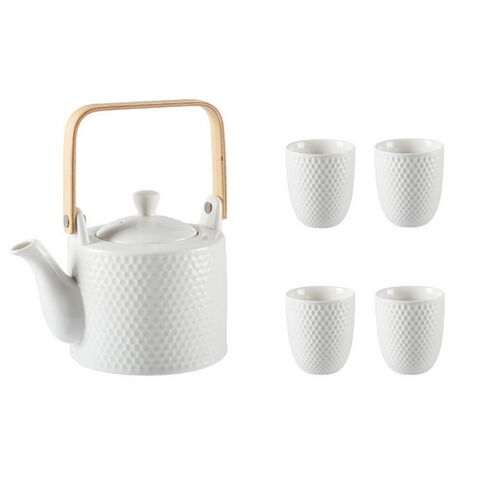 Weiße Logo-Teetasse Emaille Rosenblume Milch Saft Benutzerdefinierte chinesische traditionelle Kaffee- und Teesets mit Kanne