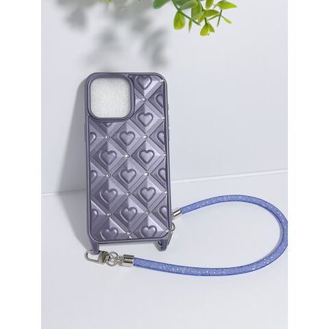 Electrochapado tridimensional diamante corazón patrón TPU PC electrochapado radio grabado cubierta del teléfono para el iphone 15pro max