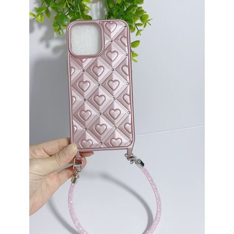 Electrochapado tridimensional diamante corazón patrón TPU PC electrochapado radio grabado cubierta del teléfono para el iphone 15pro max