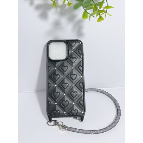 Electrochapado tridimensional diamante corazón patrón TPU PC electrochapado radio grabado cubierta del teléfono para el iphone 15pro max