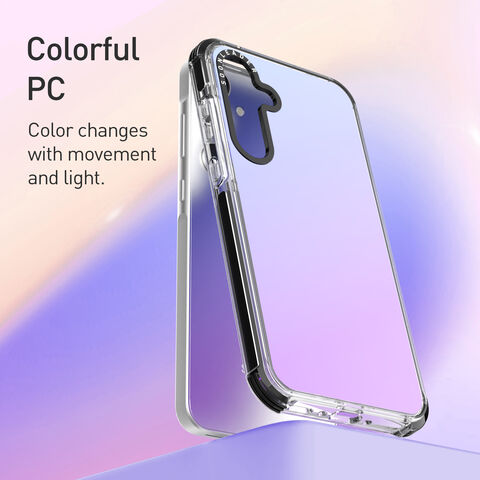 Coque de téléphone rigide en PC antichoc à spectre coloré dégradé arc-en-ciel de haute qualité pour Samsung Série A35