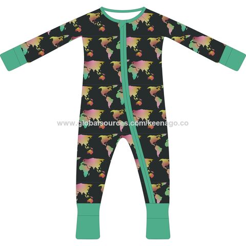 Mono de ropa para bebé de fibra de bambú, mamelucos cómodos de manga larga para bebé. Personalizar Impresión OEM