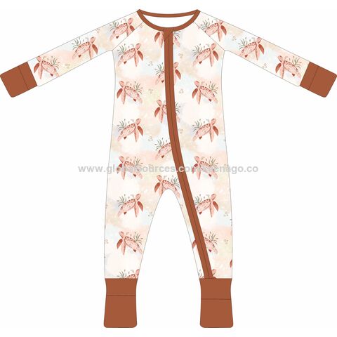 Mono de ropa para bebé de fibra de bambú, mamelucos cómodos de manga larga para bebé. Personalizar Impresión OEM