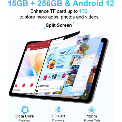 DOOGEE T20 Tablet 10.4" Pantalla 2K Vívida 256GB+15GB Tablet Android Altavoces Cuádruples Hi-Res Tablet Gaming Octa-core 8300mA 2024