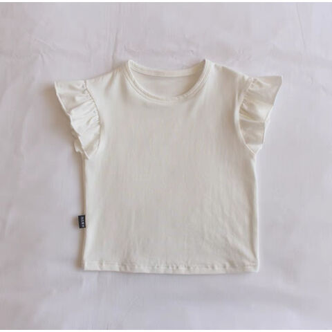 Camiseta infantil de manga curta com renda e babados, preço de fábrica, confortável e suave para a pele - Camisetas personalizadas por atacado