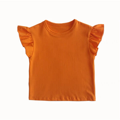 Camiseta infantil de manga curta com renda e babados, preço de fábrica, confortável e suave para a pele - Camisetas personalizadas por atacado