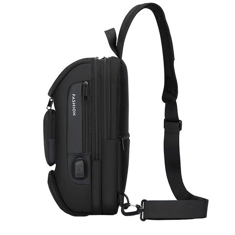 Wasserdichte Sling Bag für Herren mit USB-Ladeanschluss, Leichter Freizeitrucksack