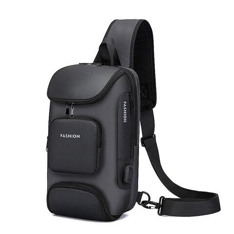 Wasserdichte Sling Bag für Herren mit USB-Ladeanschluss, Leichter Freizeitrucksack
