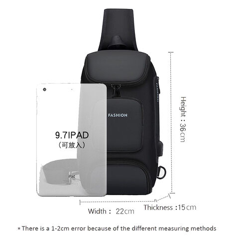 Wasserdichte Sling Bag für Herren mit USB-Ladeanschluss, Leichter Freizeitrucksack