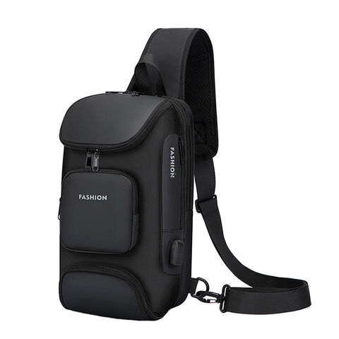 Wasserdichte Sling Bag für Herren mit USB-Ladeanschluss, Leichter Freizeitrucksack