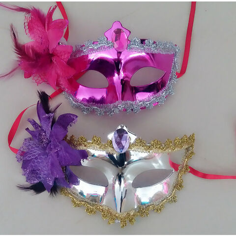 Máscaras de Olho Coloridas para Festa com Design de Flores JX - Venda por Atacado