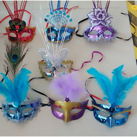 Máscaras de Olho Coloridas para Festa com Design de Flores JX - Venda por Atacado