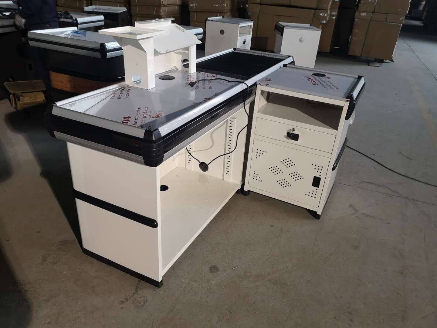 Black And White Automatic Conveyor Belt Stainless Steel Supermarket ...