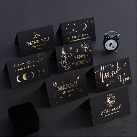 Penjualan langsung pabrik, desain sederhana, kartu ucapan bronzing, kartu harapan terbaik mini dengan stamping emas