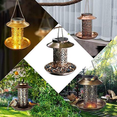 Solar LED Gartenleuchten für den Außenbereich mit Vogelfutterhäuschen