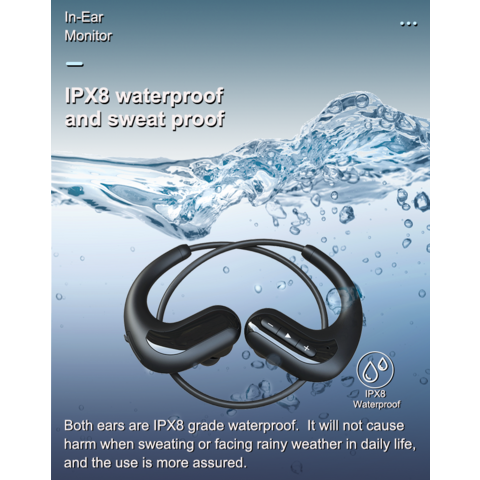 Fones de Ouvido Sem Fio para Natação IPX8 à Prova D'água, Carregamento Magnético, 8G MP3, Design In-Ear, Direto da Fábrica para Uso em Natação