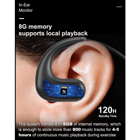 Fones de Ouvido Sem Fio para Natação IPX8 à Prova D'água, Carregamento Magnético, 8G MP3, Design In-Ear, Direto da Fábrica para Uso em Natação