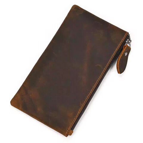 Carteira Longa de Couro Genuíno Masculina, Bolsa de Mão Fashion para Celular - Promoção