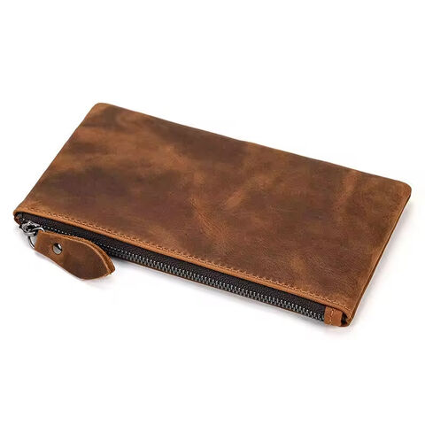 Carteira Longa de Couro Genuíno Masculina, Bolsa de Mão Fashion para Celular - Promoção
